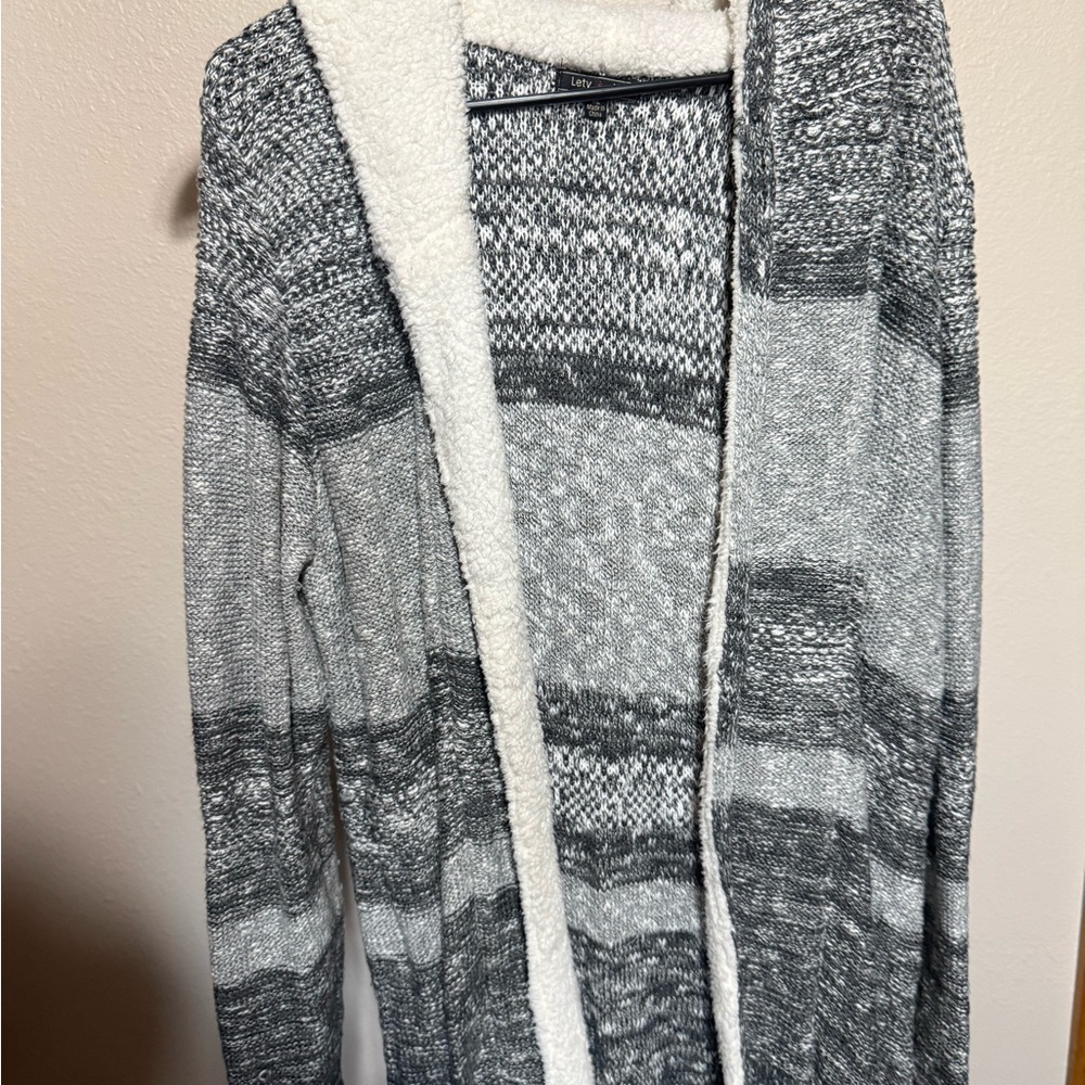 Cozy Gray and White Women's Cardigan